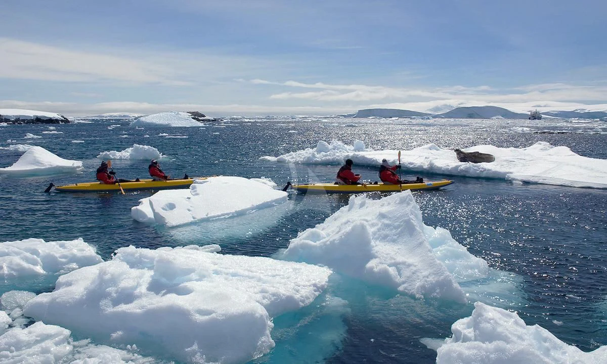 people in a boat on ice aboard HANSE EXPLORER Yacht for Sale
