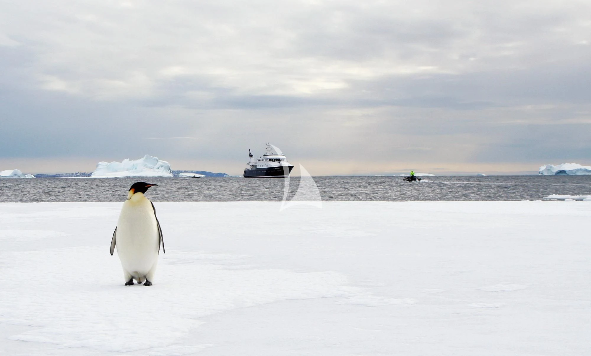 a person walking on a snowy road aboard HANSE EXPLORER Yacht for Sale