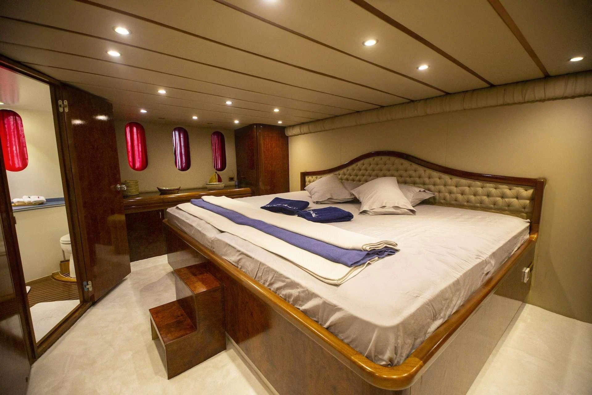 a bed in a room aboard ERDOGAN Yacht for Sale