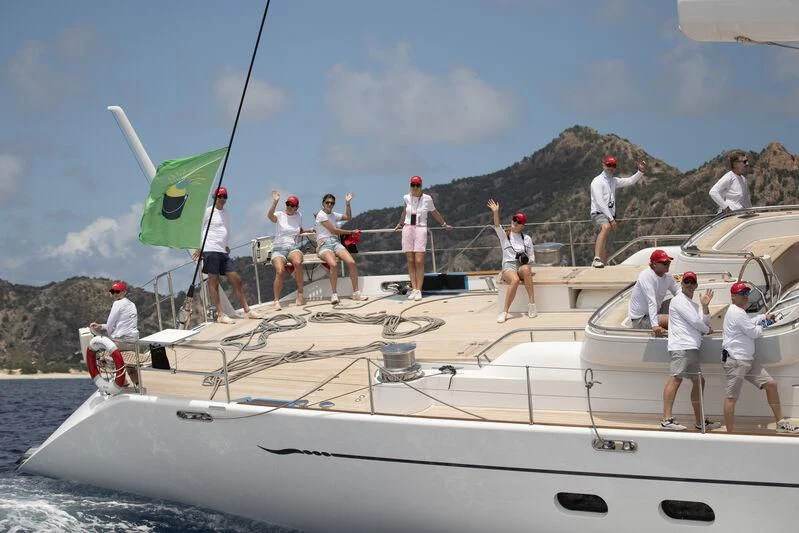 a group of people on a boat aboard HYPERION Yacht for Charter