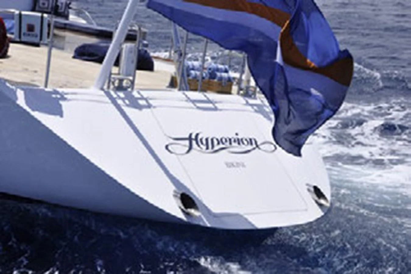 a person on a snowboard aboard HYPERION Yacht for Charter