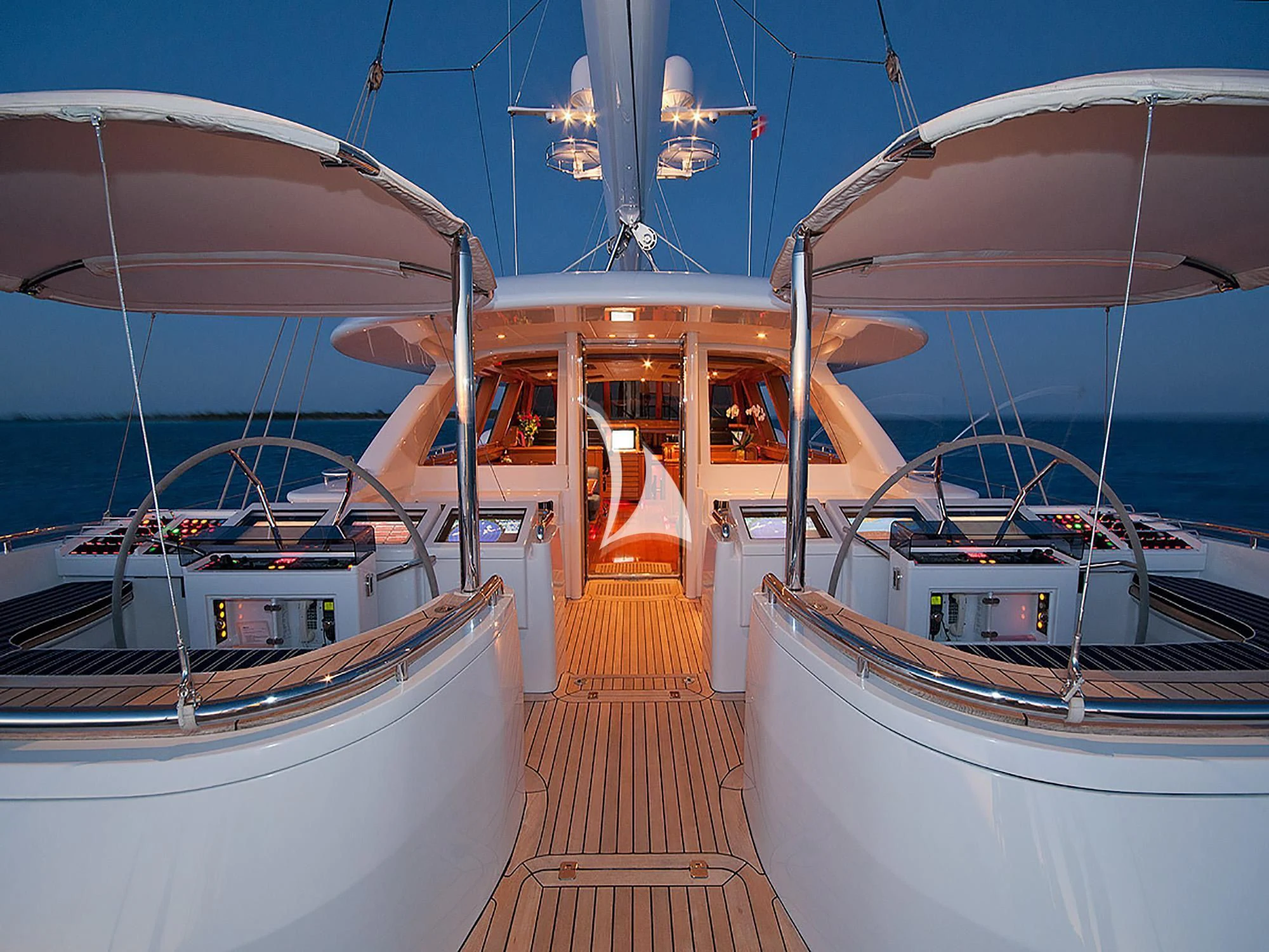 a dock with many boats aboard HYPERION Yacht for Charter