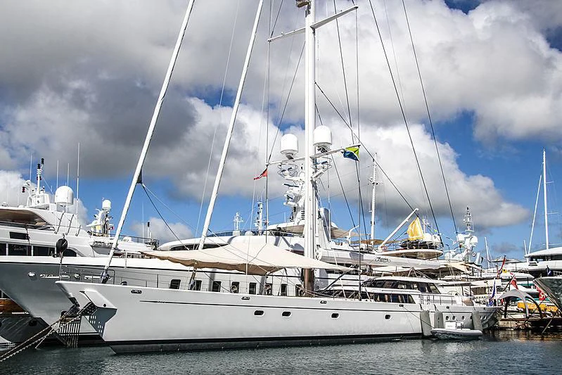 a white boat in the water aboard HYPERION Yacht for Charter