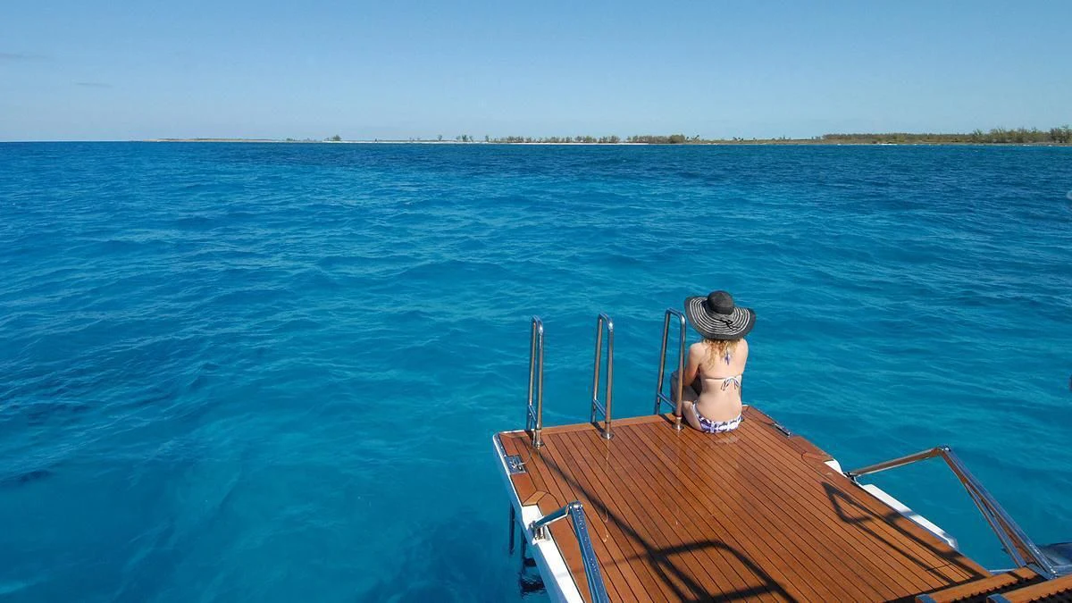 a person in a boat aboard HYPERION Yacht for Charter