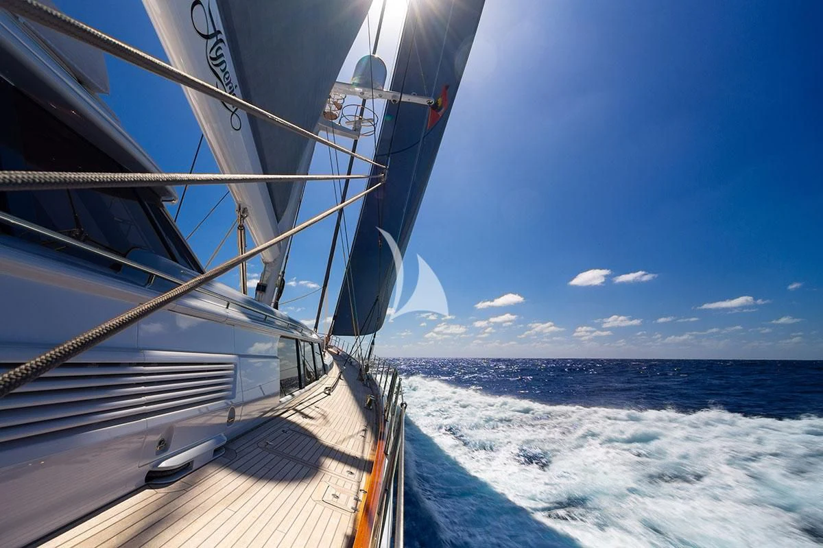 a boat on the water aboard HYPERION Yacht for Charter