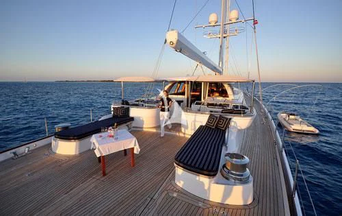 a boat on the water aboard HYPERION Yacht for Charter