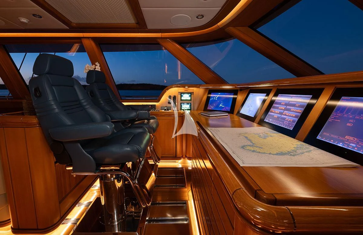 inside of a bus aboard HYPERION Yacht for Charter