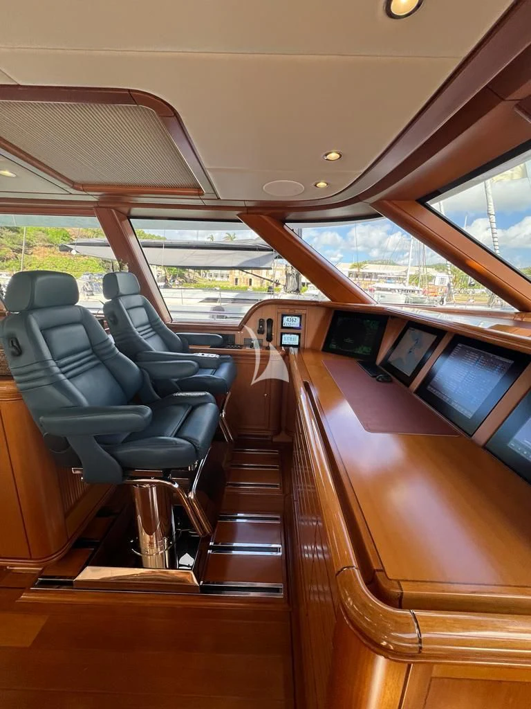 inside of a vehicle aboard HYPERION Yacht for Charter