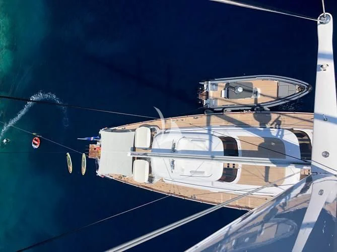 a boat in the water aboard HYPERION Yacht for Charter