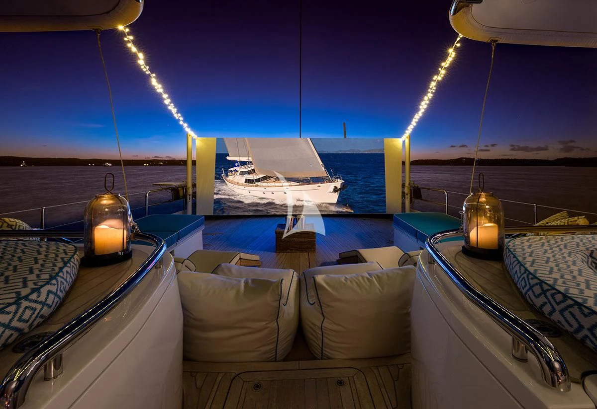 a boat on the water aboard HYPERION Yacht for Charter