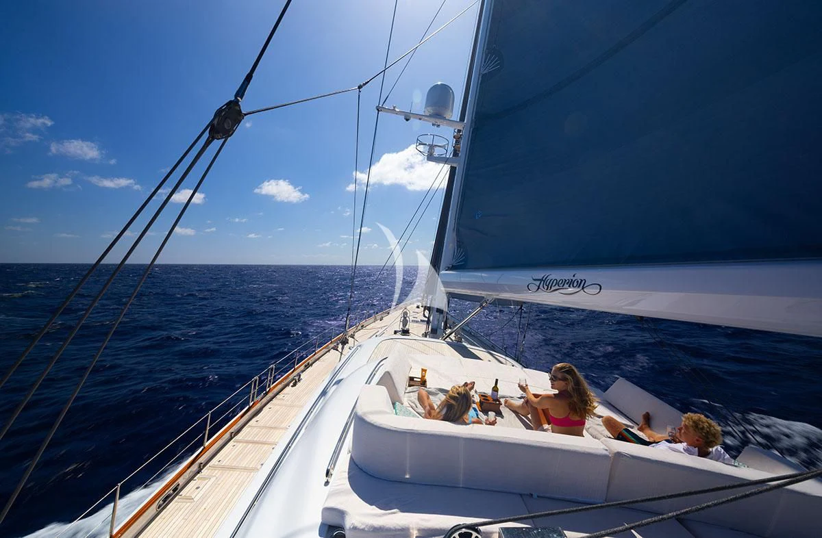 a group of people on a boat aboard HYPERION Yacht for Charter