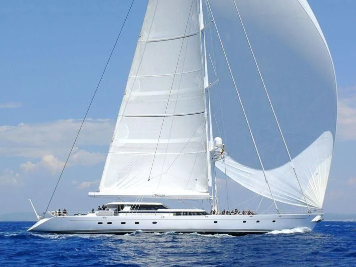 a white boat on the water aboard HYPERION Yacht for Charter