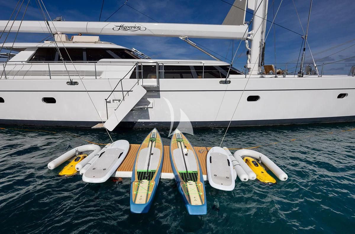 a boat in the water aboard HYPERION Yacht for Charter