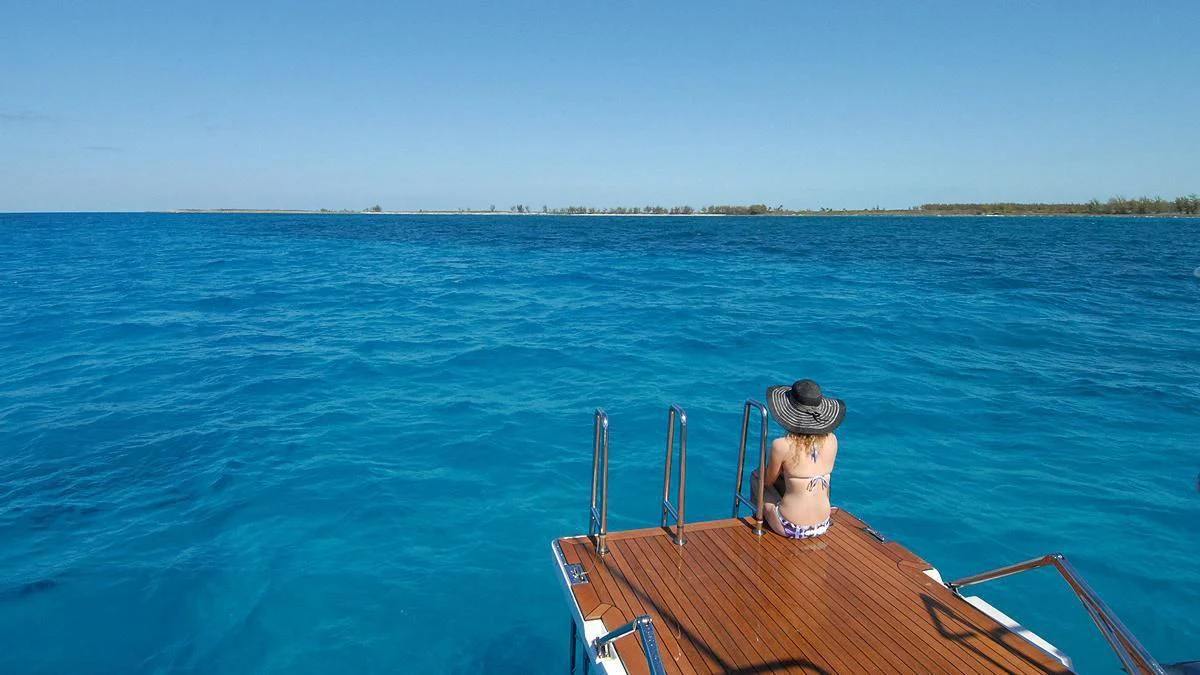 a person in a boat aboard HYPERION Yacht for Charter