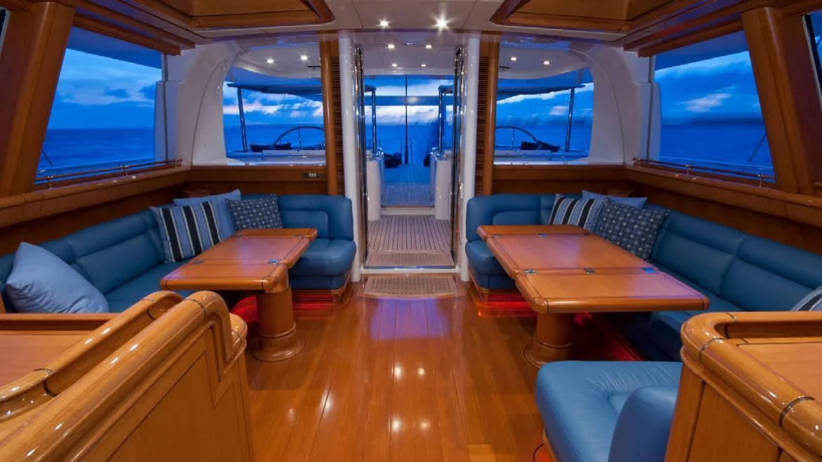 inside of a train aboard HYPERION Yacht for Charter