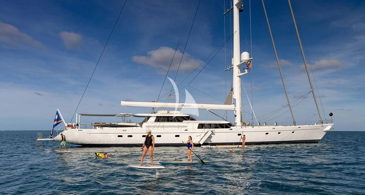 a boat in the water aboard HYPERION Yacht for Charter