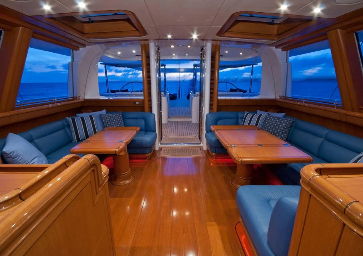 inside of a train aboard HYPERION Yacht for Charter