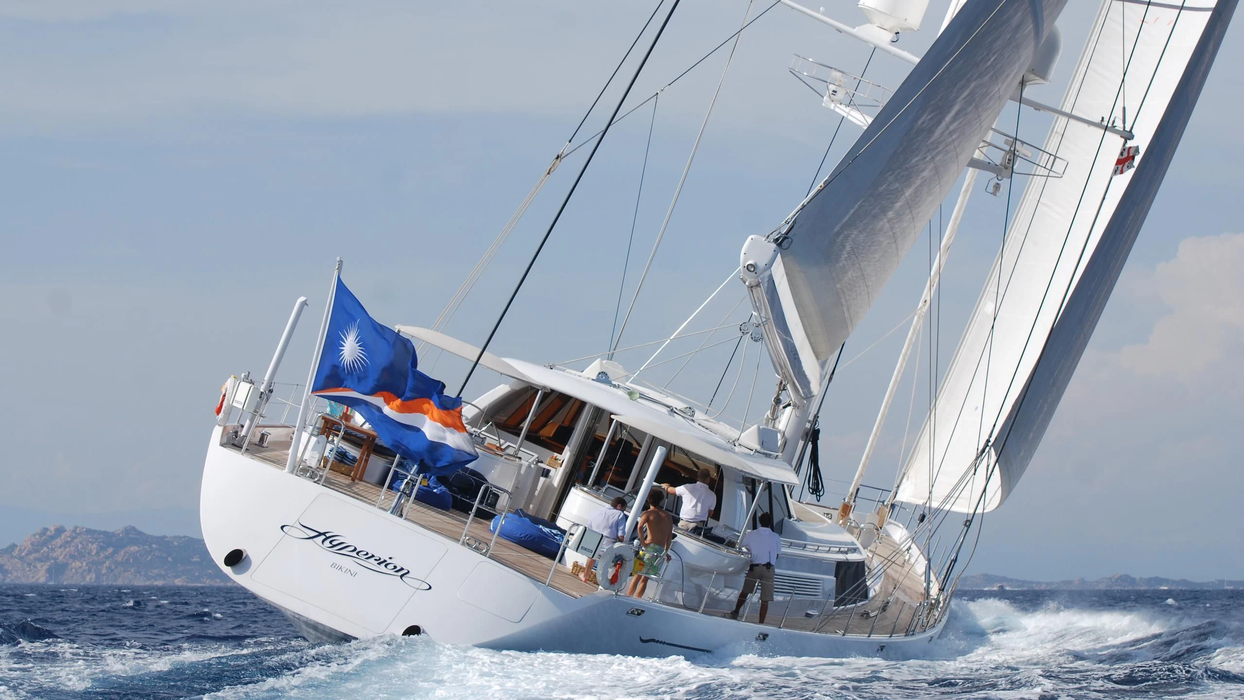 a boat on the water aboard HYPERION Yacht for Charter