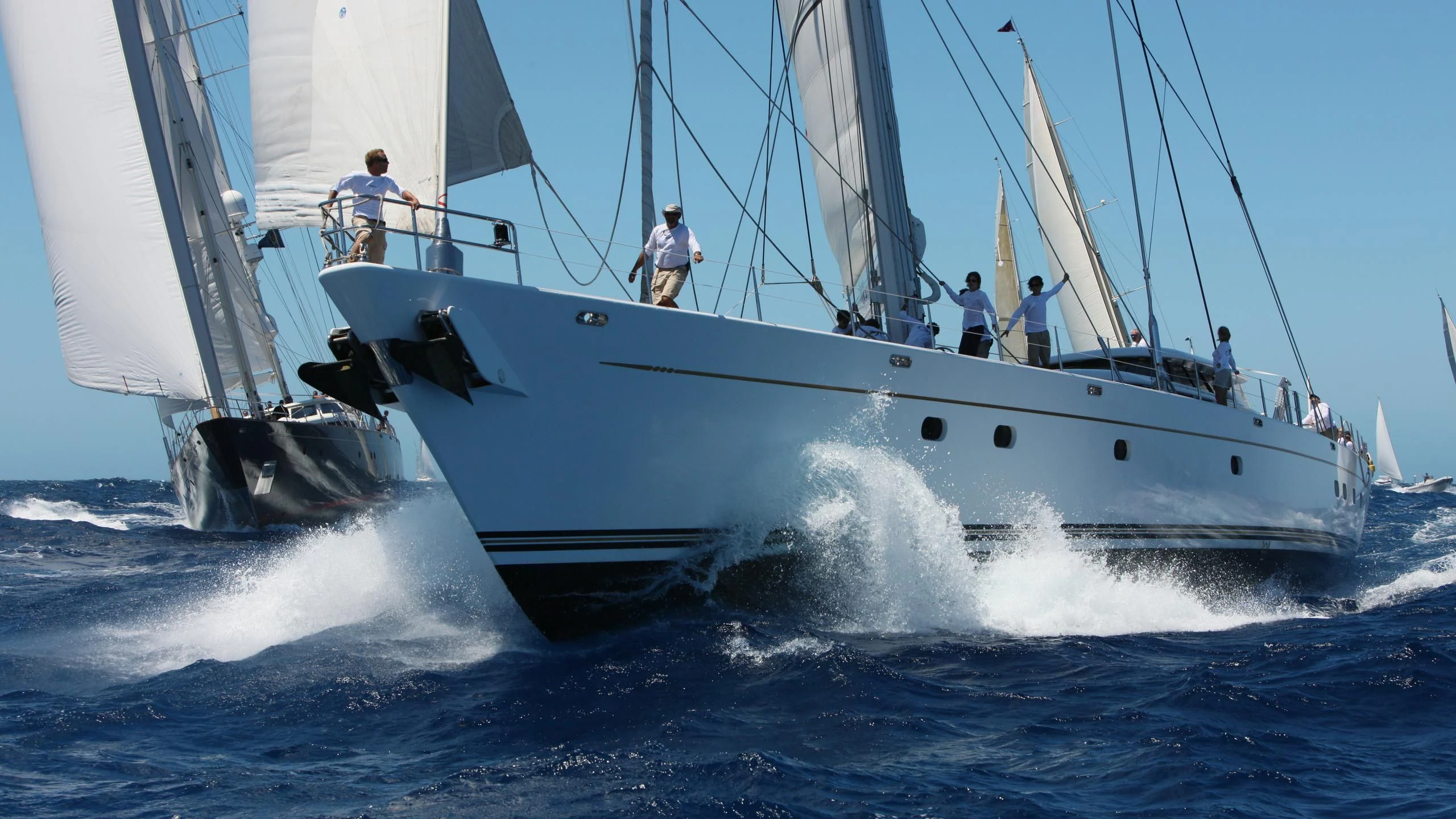 a group of people sailing on a boat aboard HYPERION Yacht for Charter