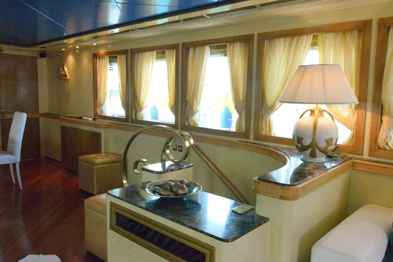 a bathroom with a sink and a mirror aboard MISTER P Yacht for Sale