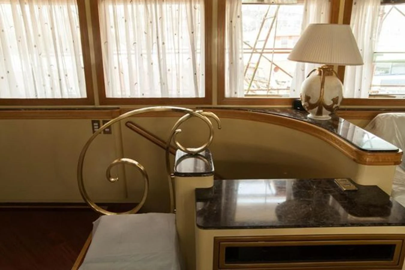a kitchen sink with a lamp aboard MISTER P Yacht for Sale