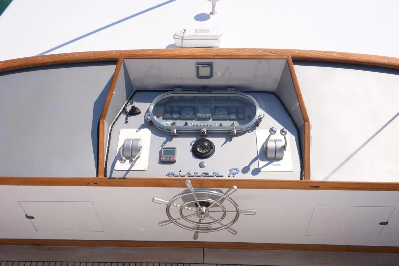 a piece of wood with a metal frame and a fan on it aboard MISTER P Yacht for Sale