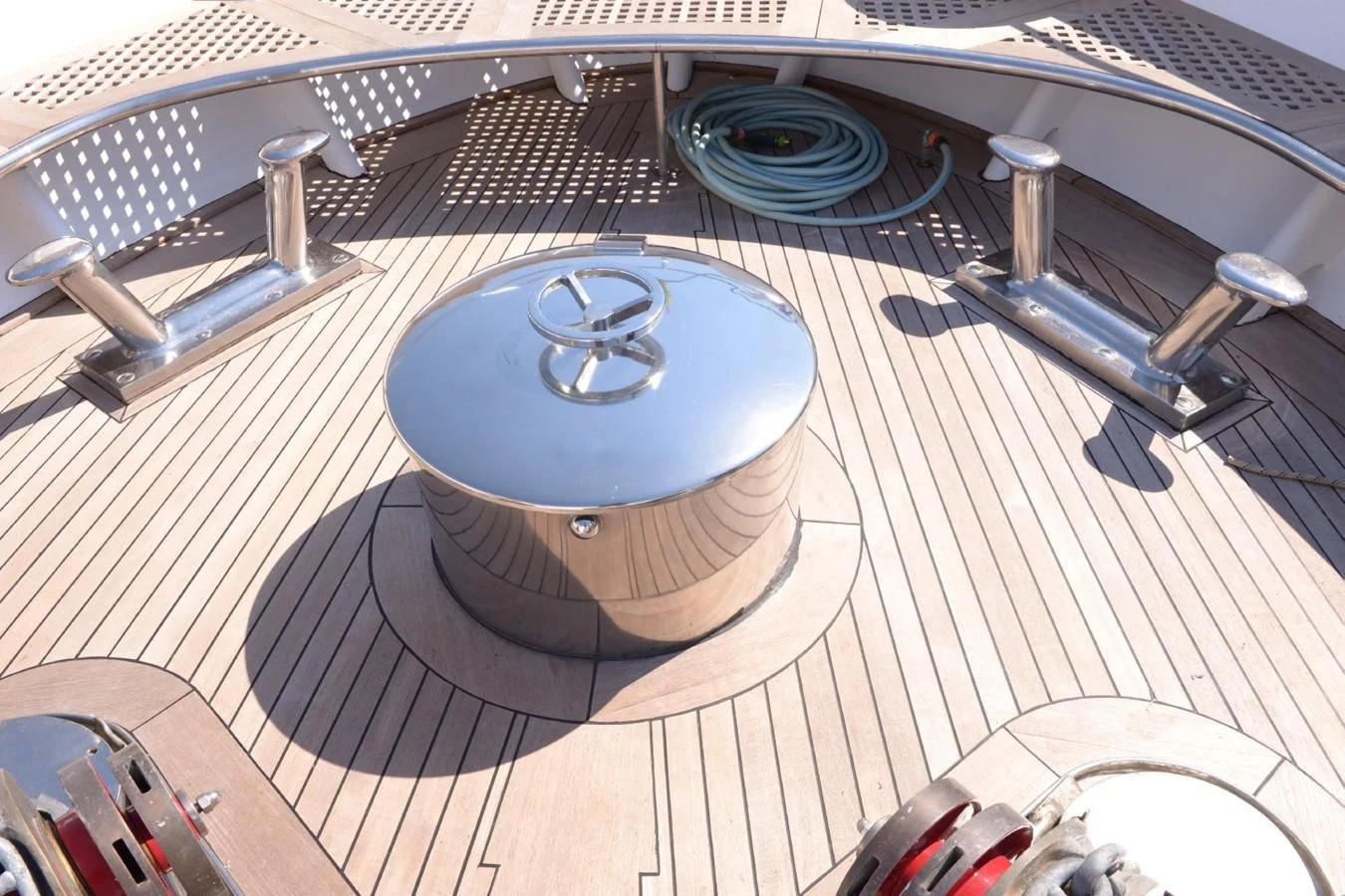 a record player on a wooden surface aboard MISTER P Yacht for Sale