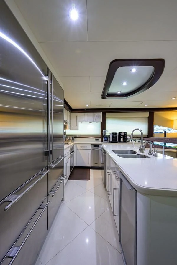 a kitchen with a glass shower aboard THE JOB FATHER Yacht for Sale