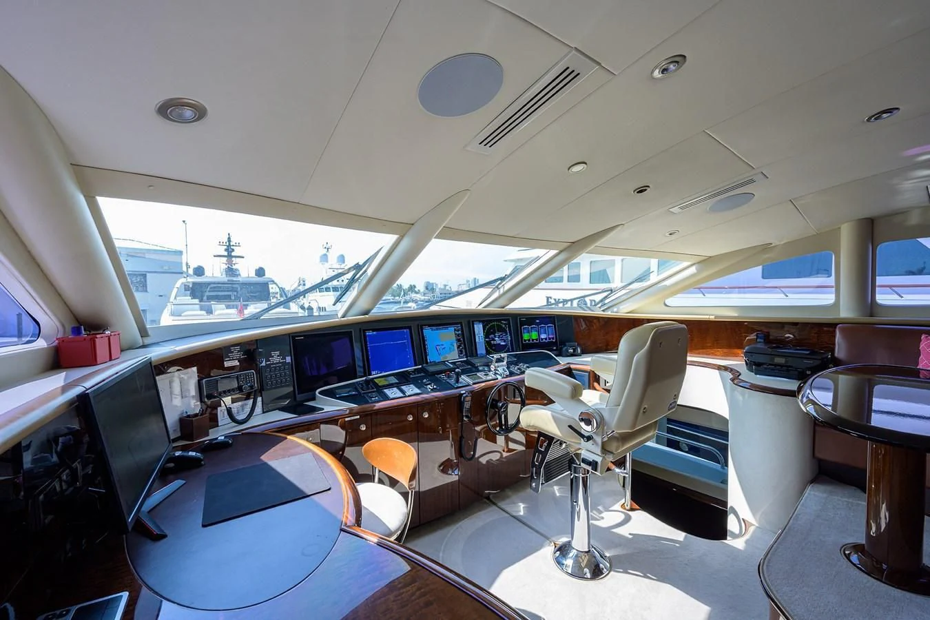 an airplane cockpit with many screens aboard THE JOB FATHER Yacht for Sale