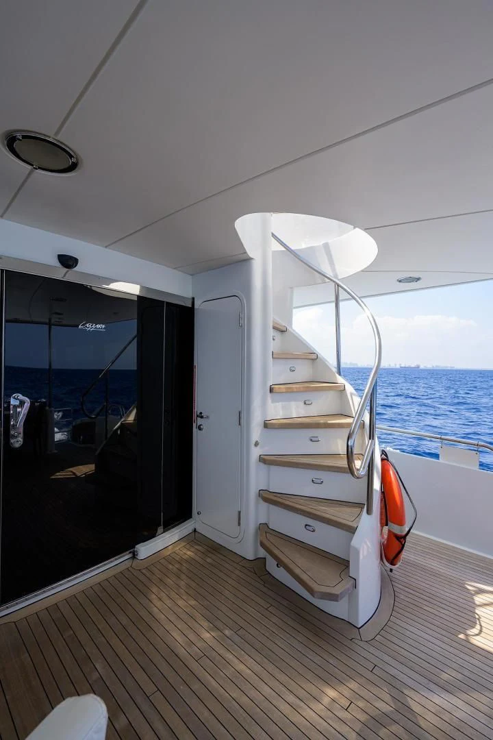 a boat on a deck aboard THE JOB FATHER Yacht for Sale