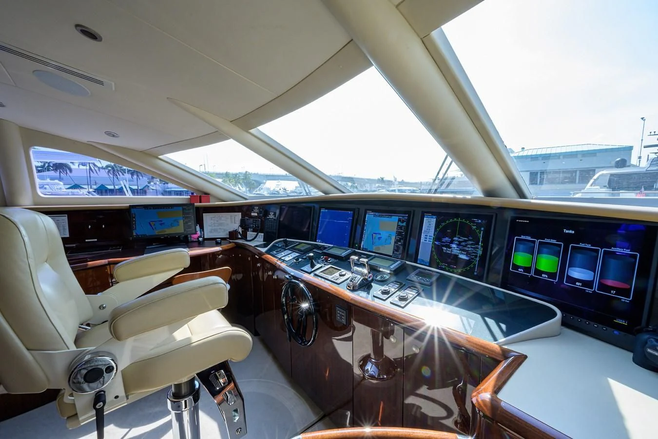 inside of a vehicle with many screens aboard THE JOB FATHER Yacht for Sale