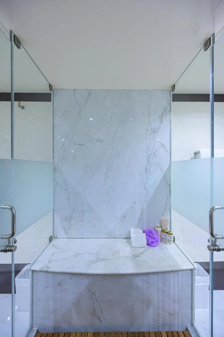 a bathroom with a sink and a mirror aboard THE JOB FATHER Yacht for Sale