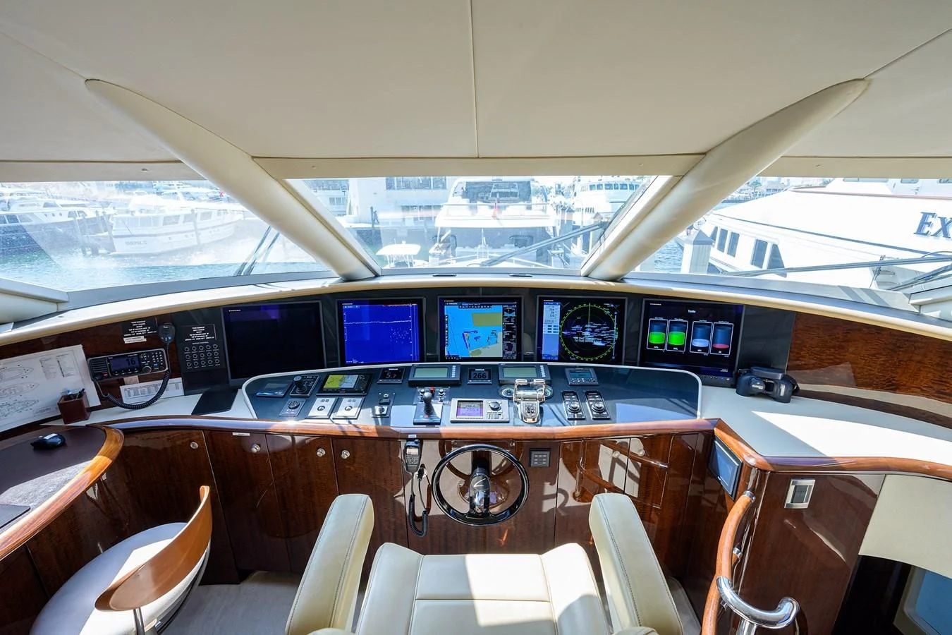 inside of a vehicle with many screens aboard THE JOB FATHER Yacht for Sale