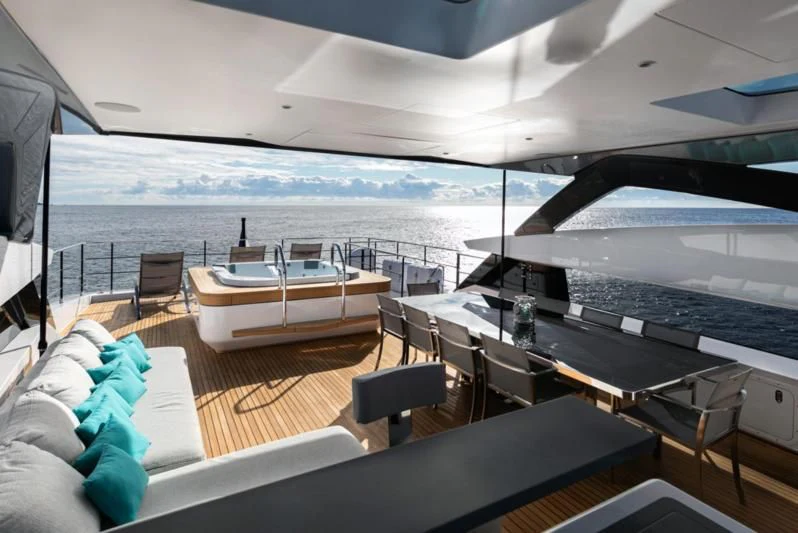 a boat on a deck aboard JAG'B Yacht for Sale