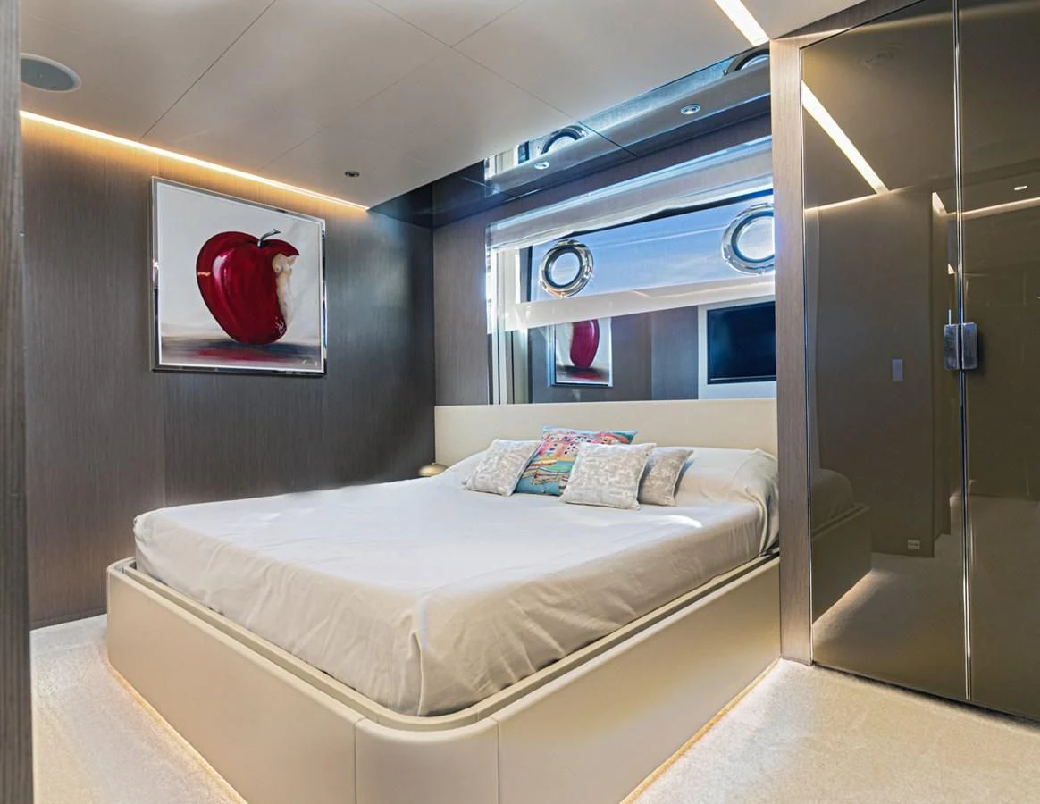 a bed in a room aboard JAG'B Yacht for Sale