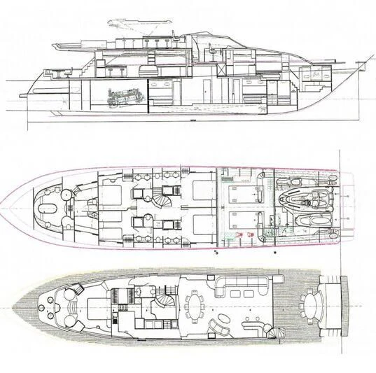 diagram, engineering drawing aboard CARTOUCHE Yacht for Sale