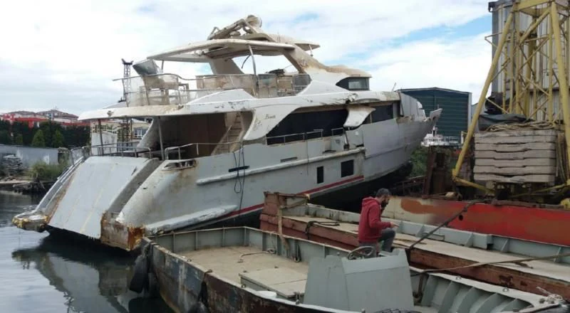 a person standing on a boat aboard MARIALE V Yacht for Sale
