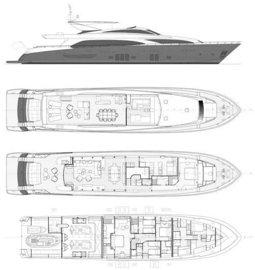 diagram, engineering drawing aboard DRAGON Yacht for Sale