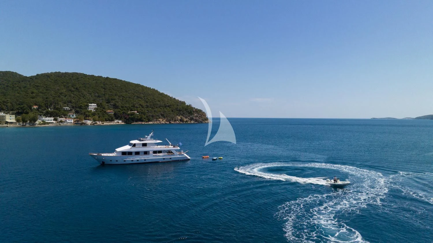 a boat on the water aboard ELENA Yacht for Sale