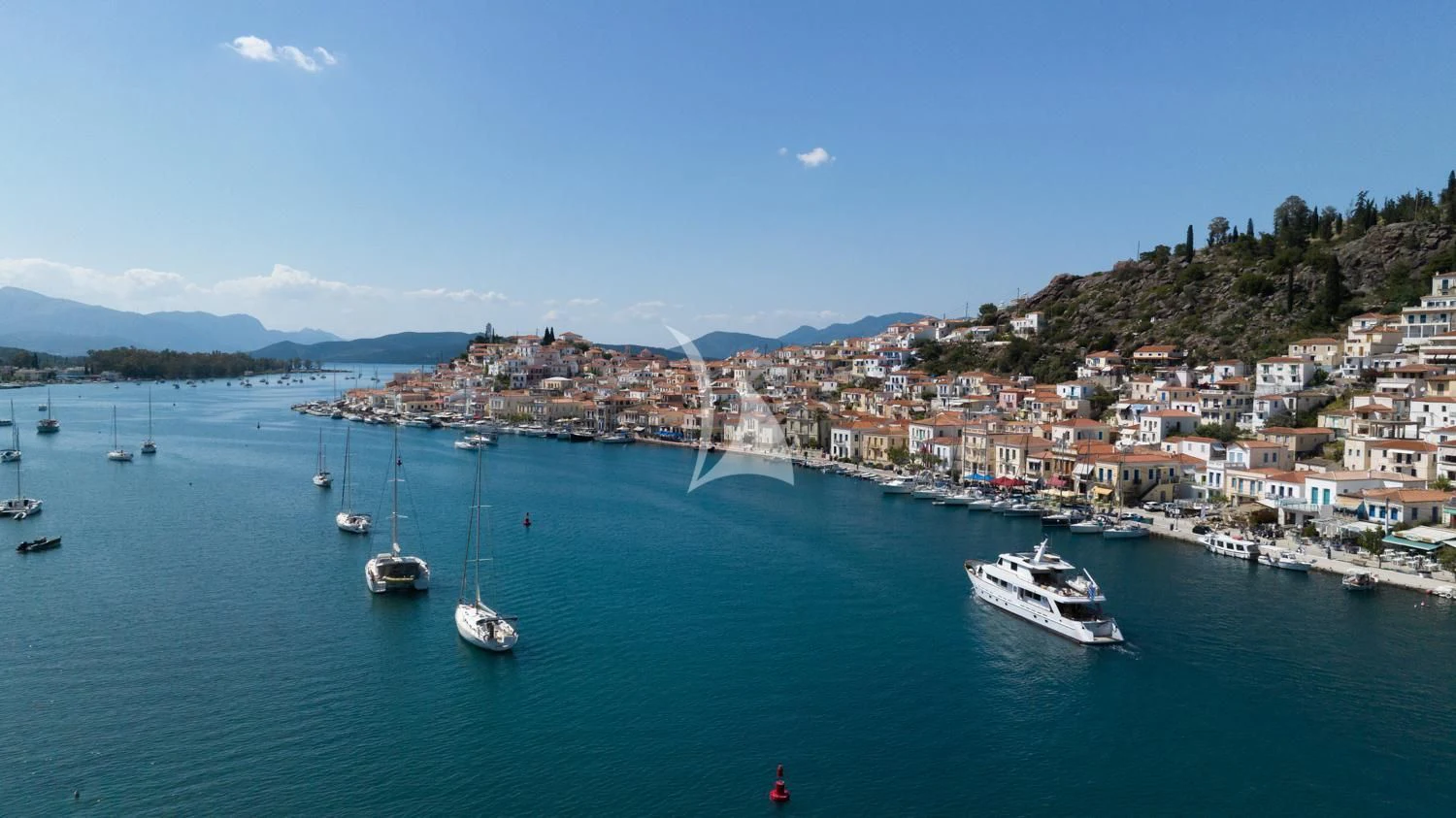 a group of boats in a bay aboard ELENA Yacht for Sale