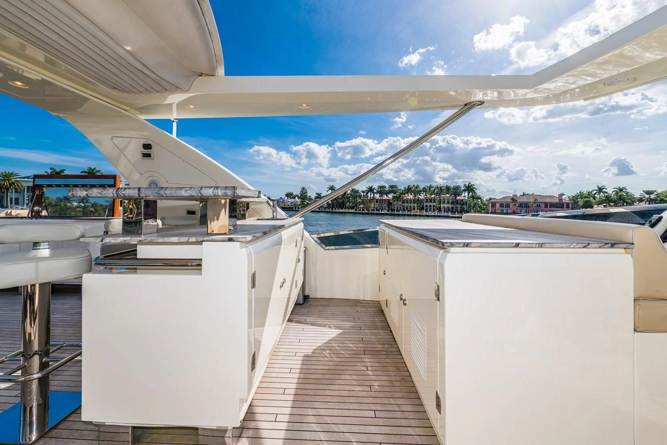 a large room with a large window aboard LIBERTY BLUE Yacht for Sale