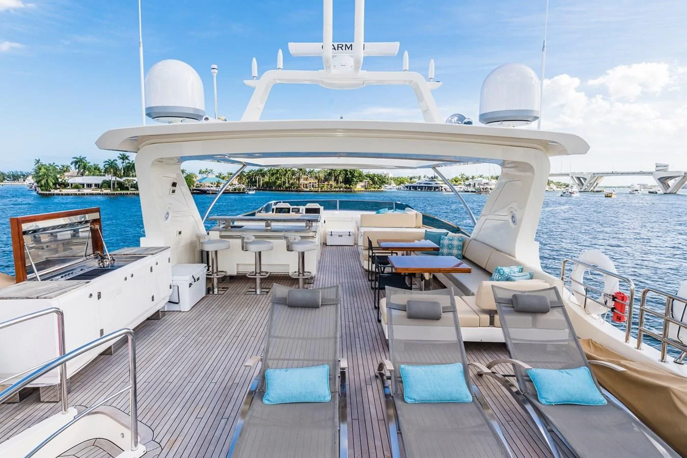 a boat on the water aboard LIBERTY BLUE Yacht for Sale