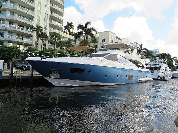 a boat docked at a pier aboard LIBERTY BLUE Yacht for Sale