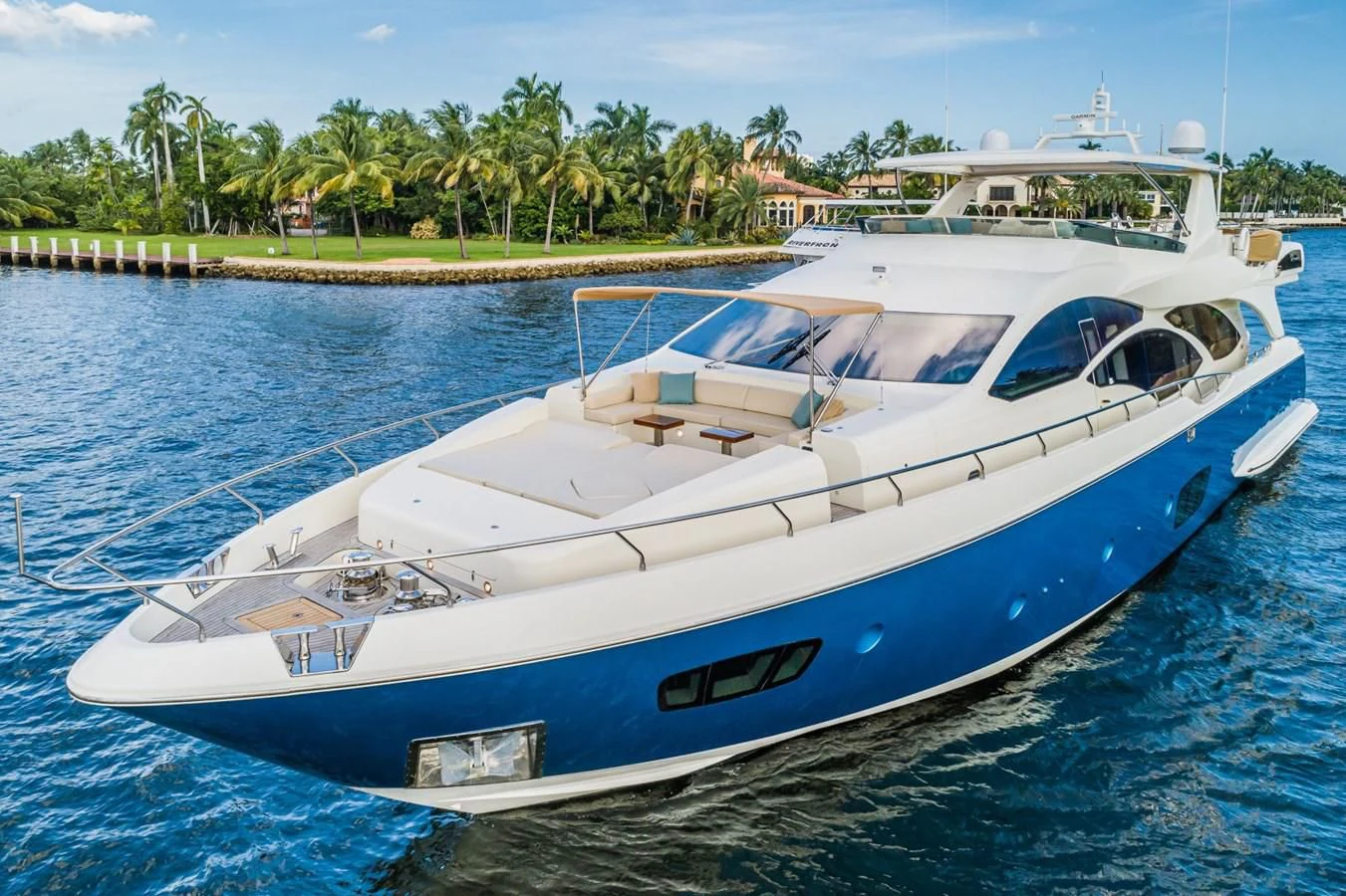 a boat on the water aboard LIBERTY BLUE Yacht for Sale