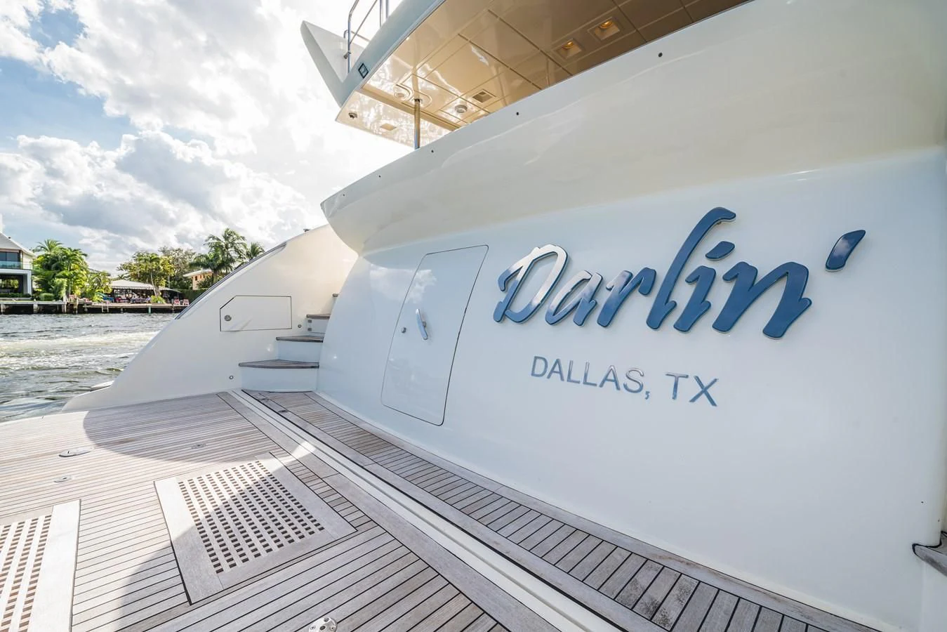 a close-up of a white airplane aboard LIBERTY BLUE Yacht for Sale