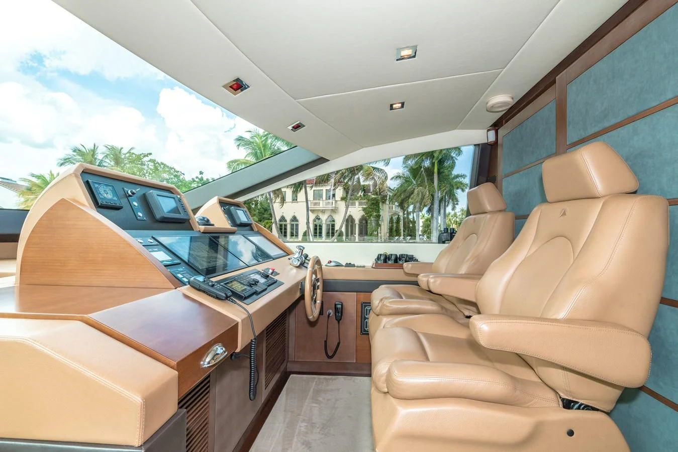 inside of a car aboard LIBERTY BLUE Yacht for Sale