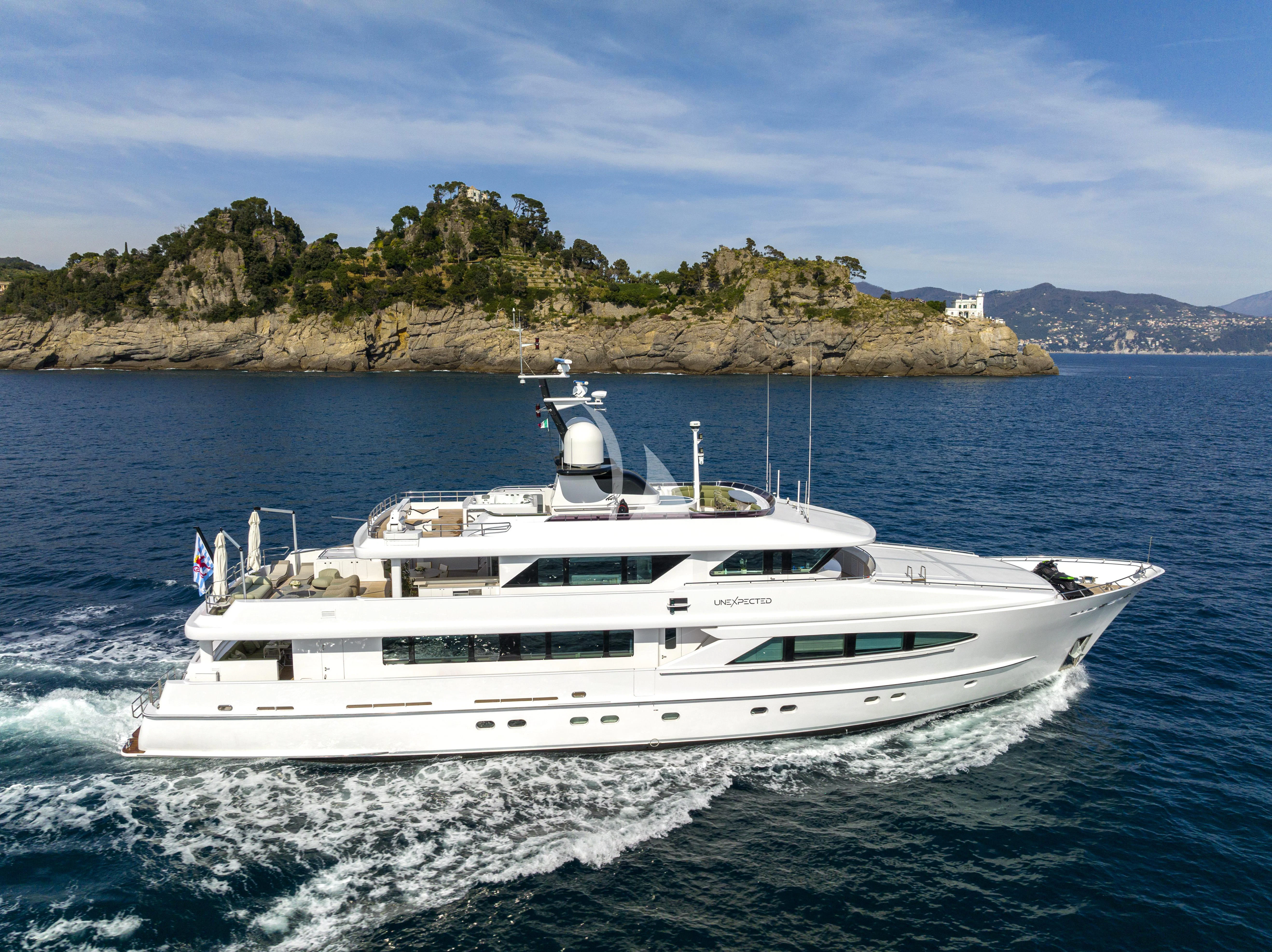a boat on the water aboard UNEXPECTED Yacht for Sale