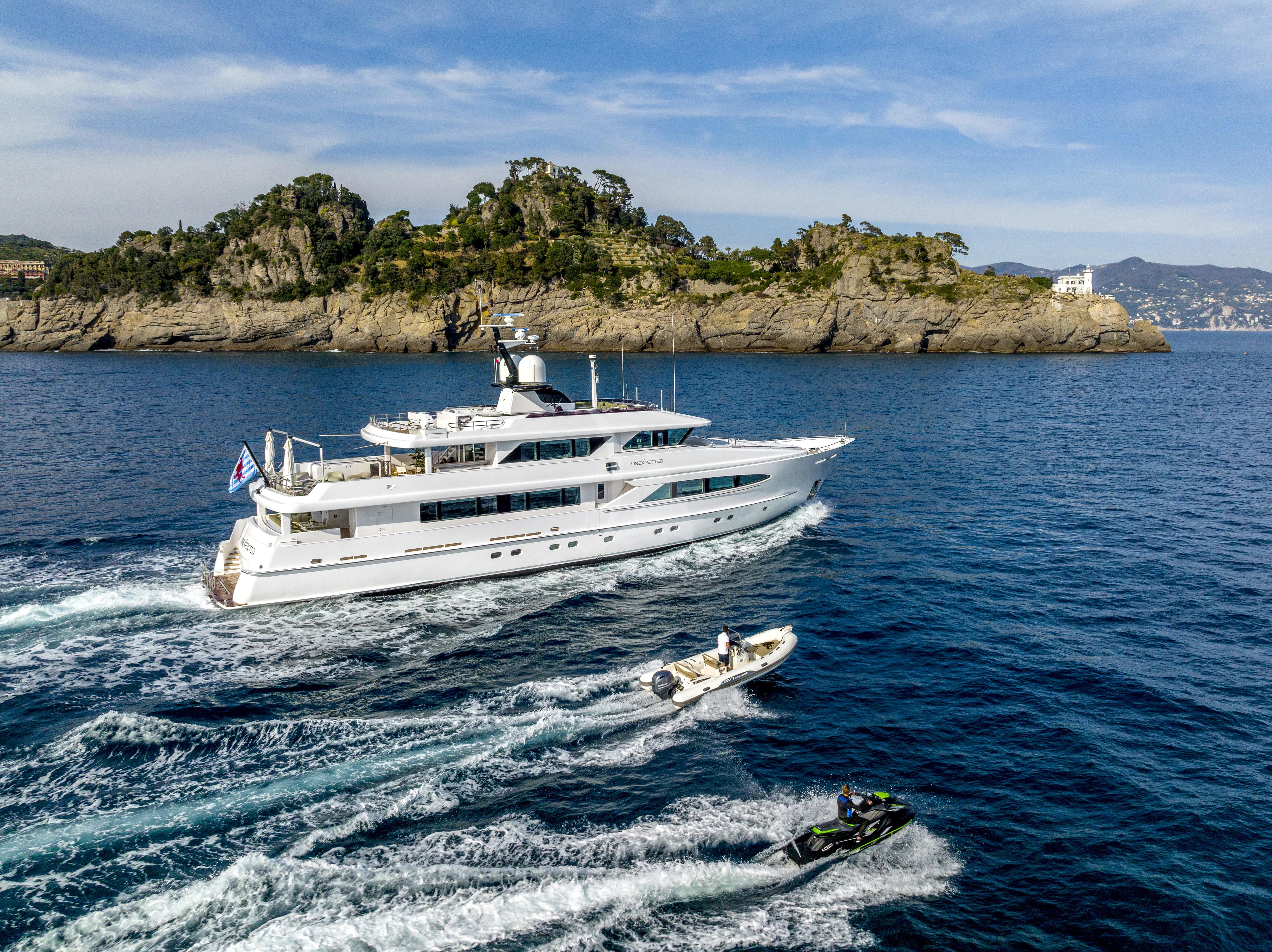 a boat on the water aboard UNEXPECTED Yacht for Sale