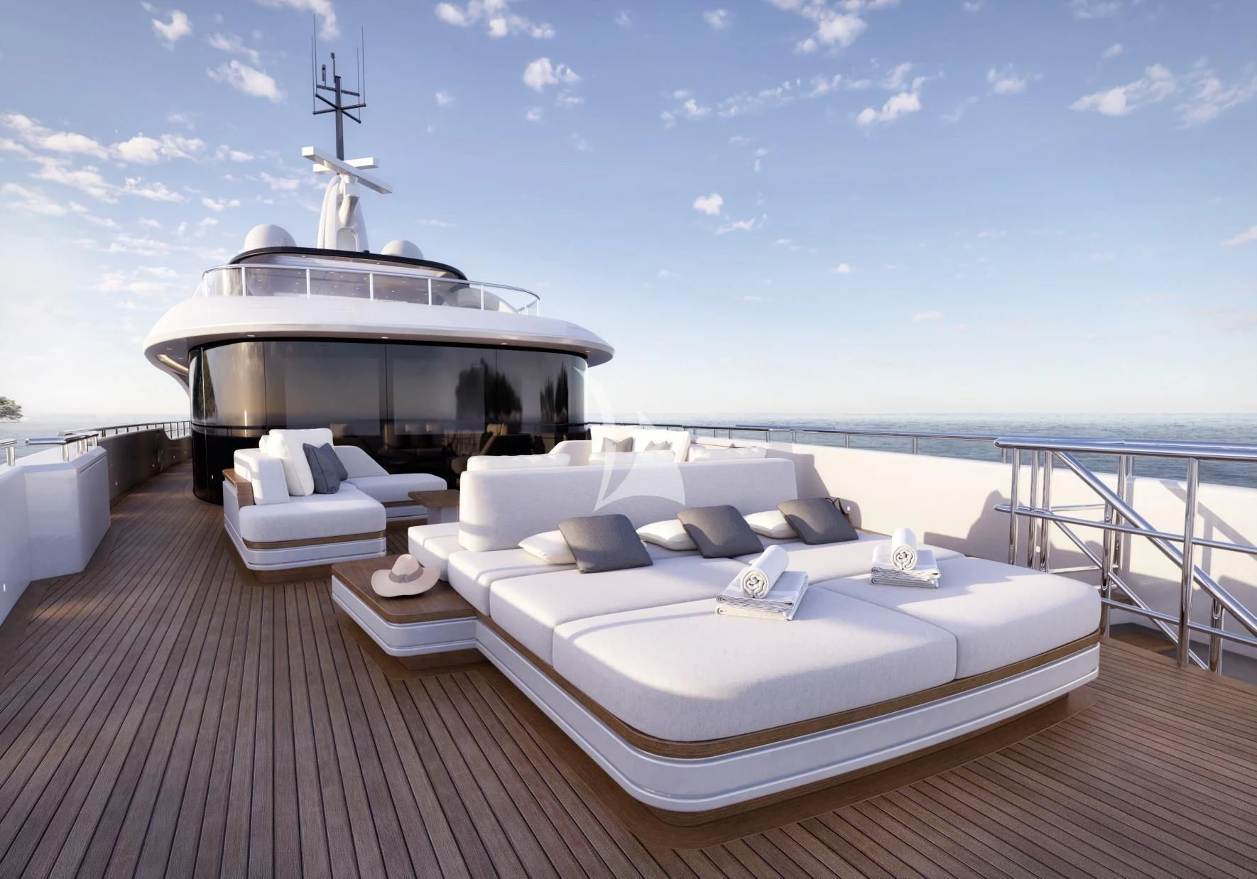 a boat on a deck aboard BIRUBI Yacht for Sale