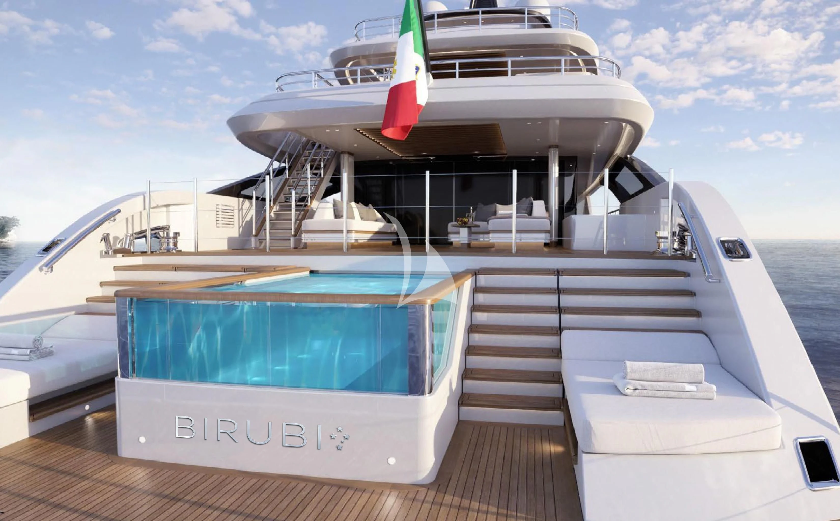 a boat on a dock aboard BIRUBI Yacht for Sale